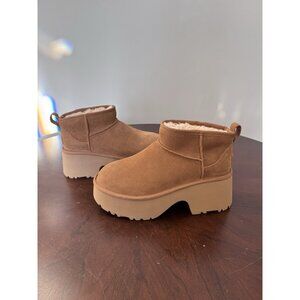 NEW UGG Ultra Mini New Heights Platform Chestnut Ankle Boots Sz 9